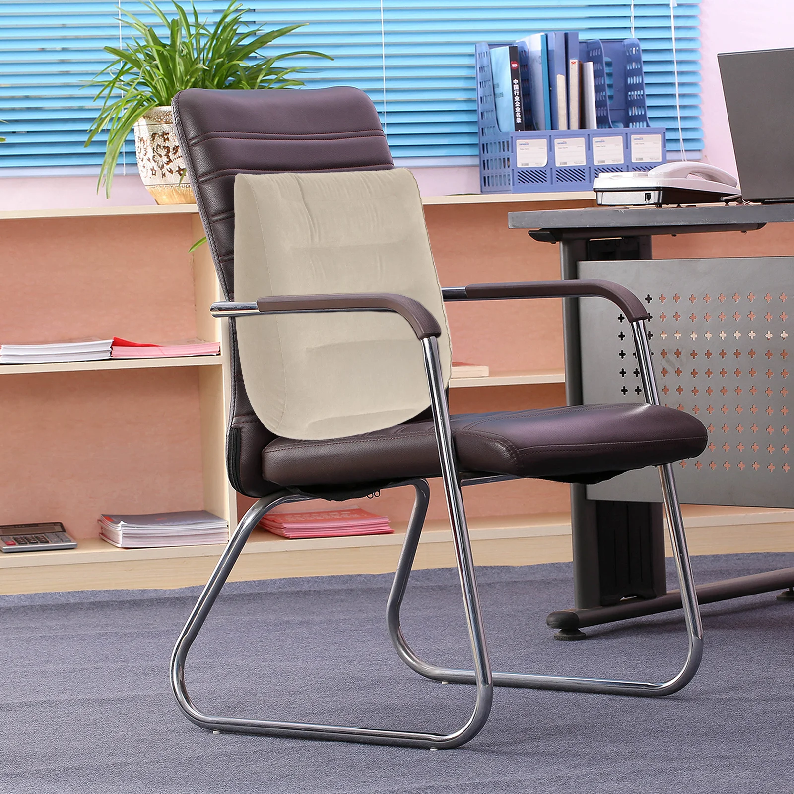 

1Pcs Inflatable Back Cushion Light Grey Office Chair Pillow Ergonomic Waist Protector Pressure Relief Storage Bag