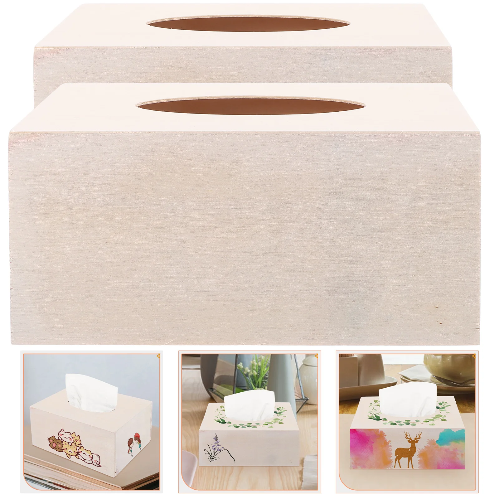 

2 PCS Tissue Case Stand for Napkins Box Handkerchiefs Holder Dispenser Tissues Organizer DIY Paper Child Table Wet Wipes