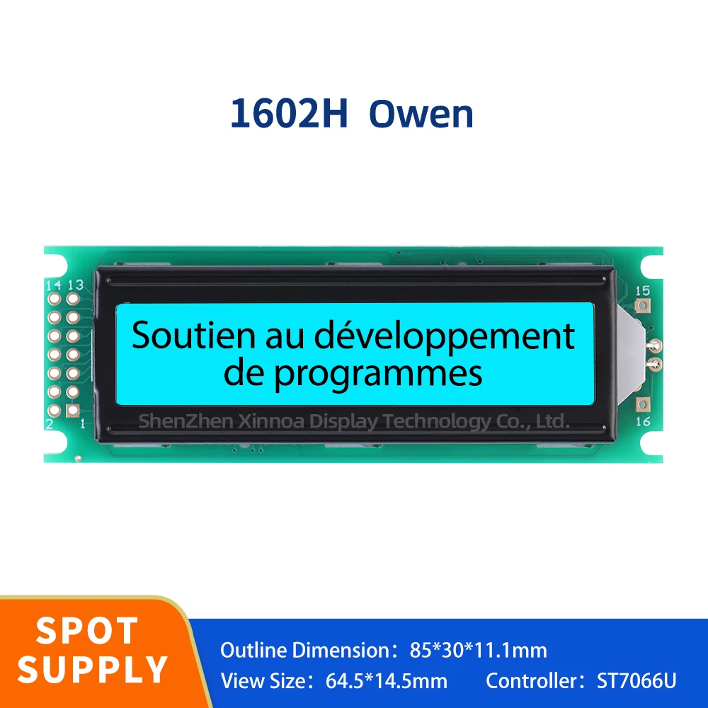 

16 * 2 Module, 14PIN Dual Row Module 1602 LCD 85*30*11.1MM Ice Blue Film Black Letters European 1602H Character LCD Module