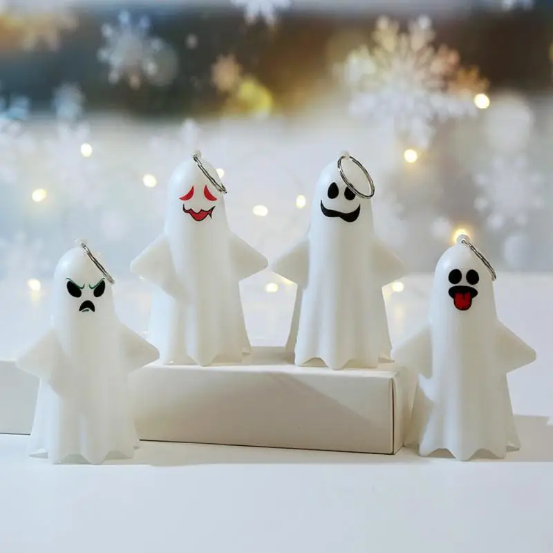 Halloween Cute Ghosts Keychain Hanging Ornament Cute Ghost Lantern Pendant Halloween Party Haunted Light Home Decor