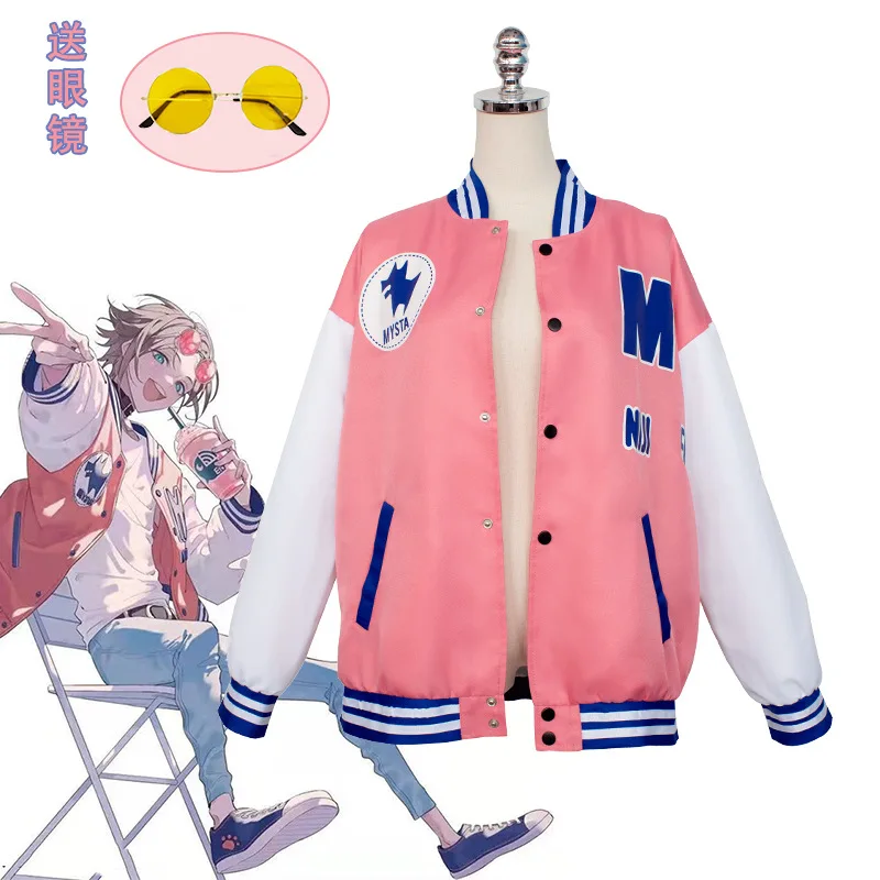 

Vtuber Luxiem Mysta Cherry Blossom Rias Cosplay Anime Cosplay Baseball Jacket Coat College Casual Sweatshirt Jacket
