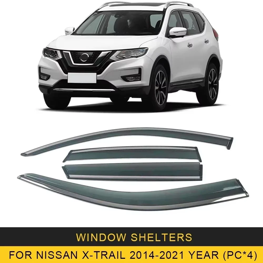 

Chrome Strips Rain Guards for NISSAN X-TRAIL T32 2007-2023 Rogue T33 T31 Window Visor Wind Deflectors Door Visor Vent Shades