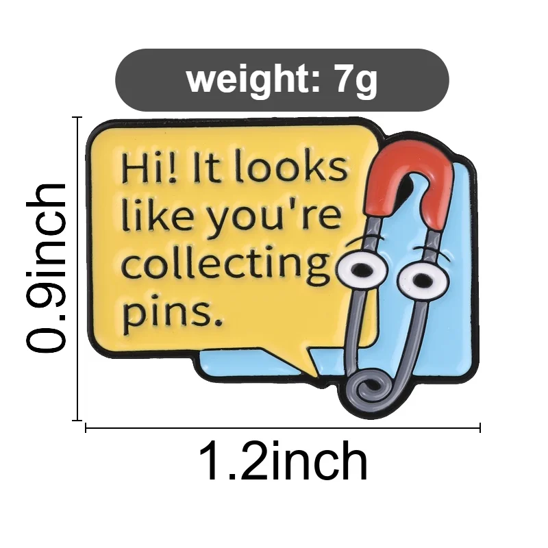 Pin Collector Self Aware Enamel Pin, Cute Safety Pin with Speech Bubble for Badge Lovers and Collectors