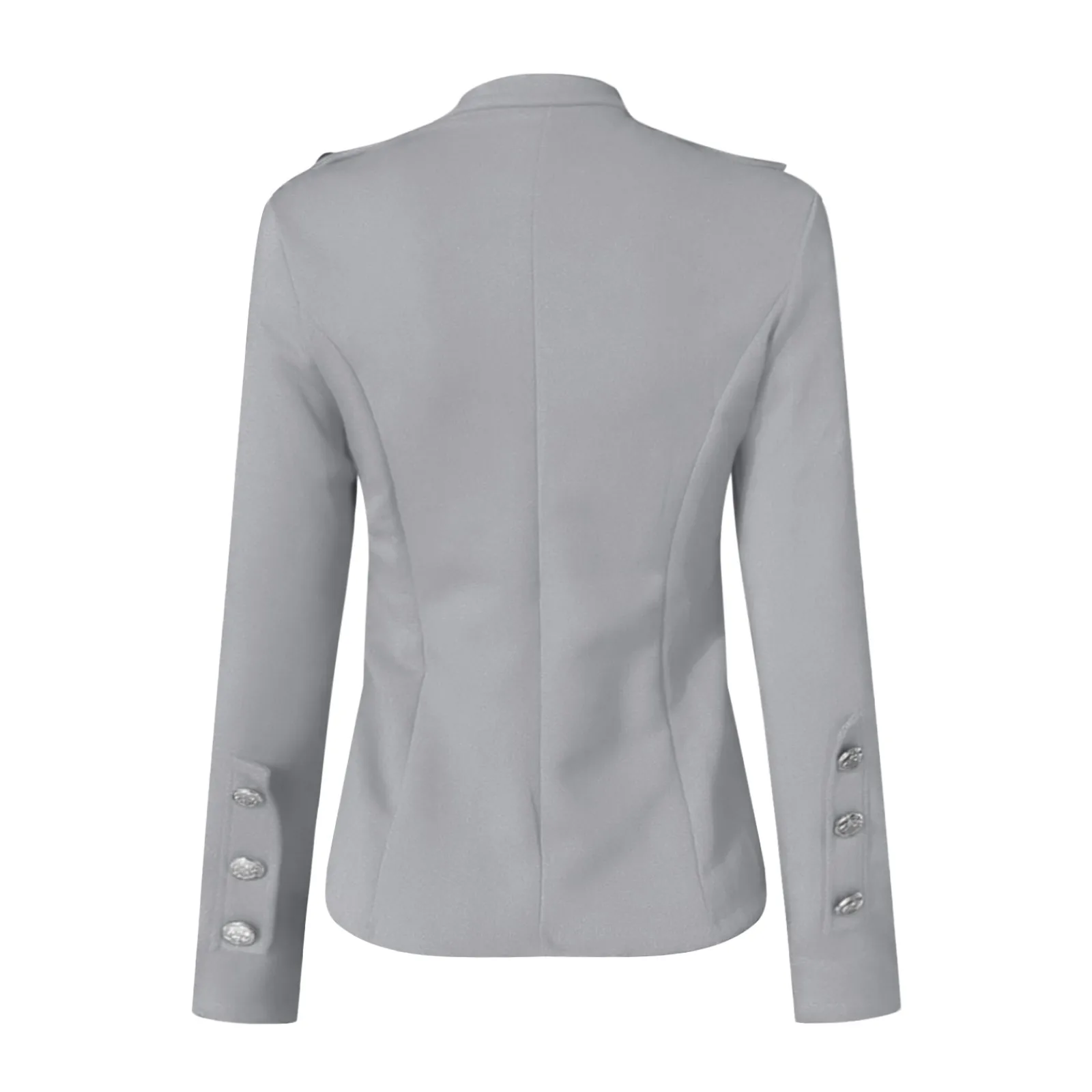 Women Long Sleeve Outerwear Casual Slim Top Button Stand Solid Business Jacket Fashion Office Long Coat Design Sense Blazer