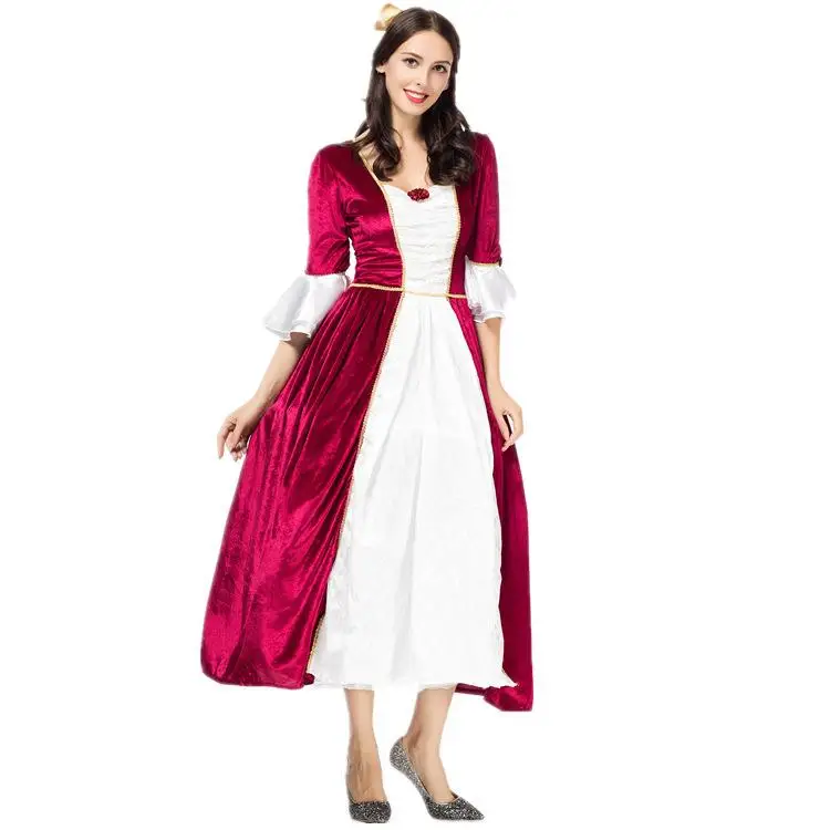 

loween Renaissance Queen Mary Court Princ Skirt Medieval Long Dr Performance Costume Women's Ethnic Wear Stage Costume