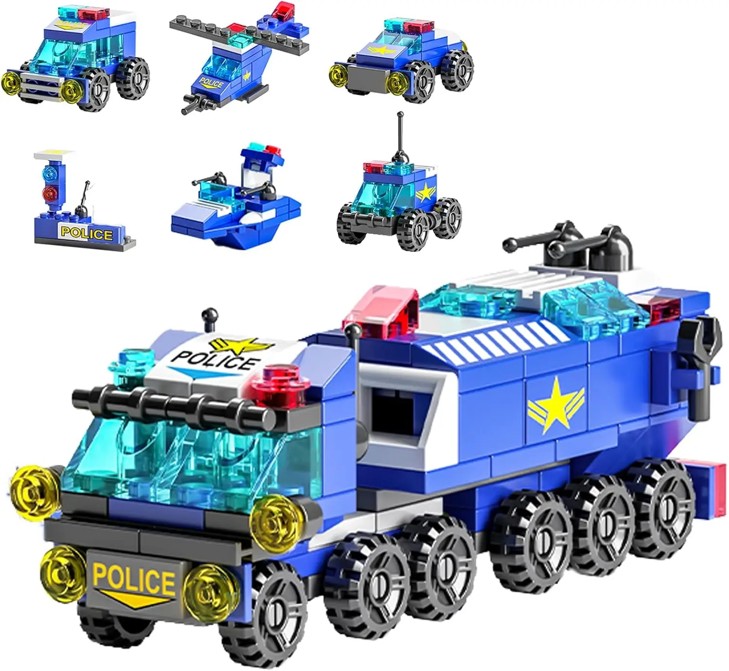 147-delige politieauto speelgoedbouwset voor kinderen van 5-12 jaar, constructiespeelgoed met bewegende wielen Auto Chase Adventure speelset