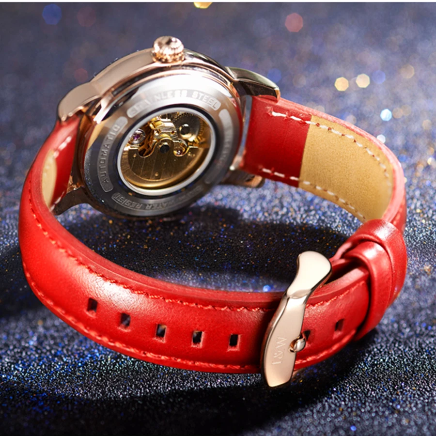 CARNIVAL Brand Luxury Mechanical Watch for Women Ladies Rose Gold Silver Automatic Movement Wristwatches Waterproof Reloj Mujer