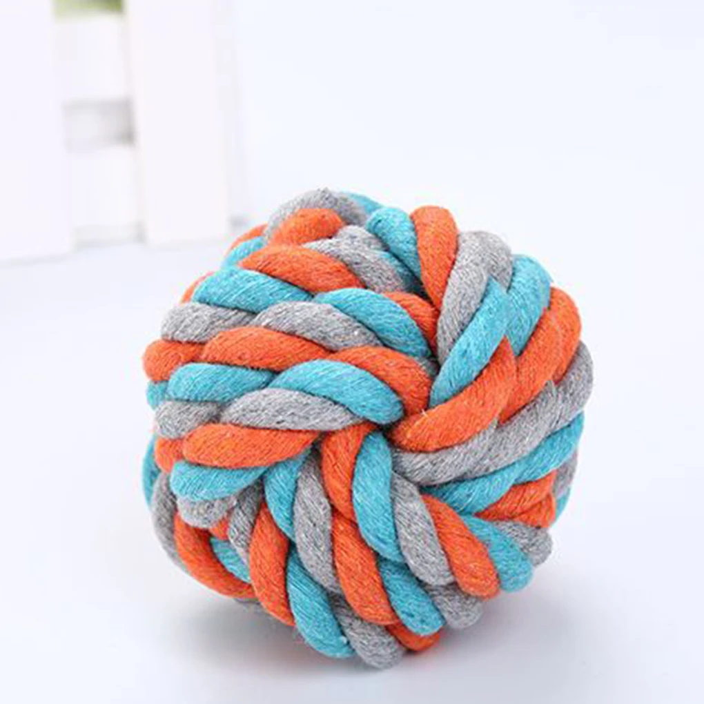 6 5cm Medium Size Pet Dog Braided Cotton Rope Knot Ball Chew Toys Teeth Cleaning Ball Random Color