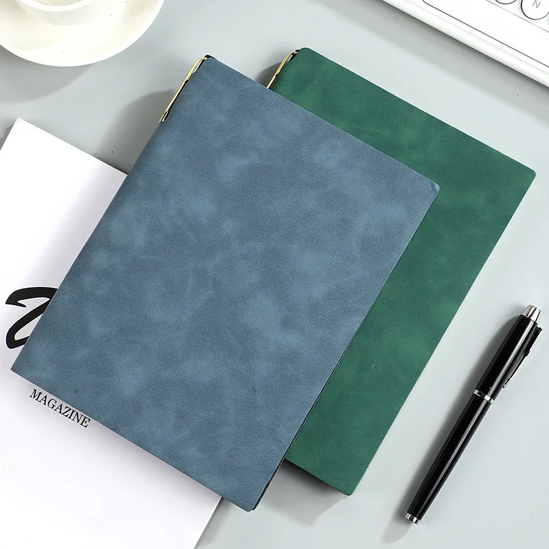 Business Notebook Soft Leather Cover Office Memo Notebook Pen Clip Design Student Diary Journal 100 Sheets Sketchbook Stationery