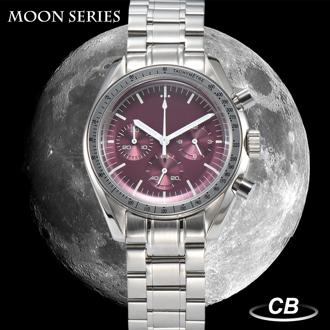 

Moon Series 40mm Automatic Calendar Men's Watch VK63 Movement Super Stylish Six Hands Sapphire Mirror Luxury Watch