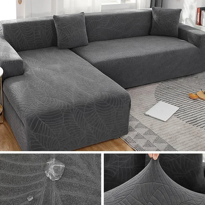 Waterdichte Dikker Bankhoezen 1/2/3/4 Zetels Jacquard Effen Couch Cover L-vormige Sofa Cover Protector bankhoezen