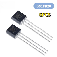 5pcs DS18B20 Temperature Sensor Electronic Chip 18B20 TO-92 Chips IC DIY Electronic Digital Thermometer -67°F To +257°F
