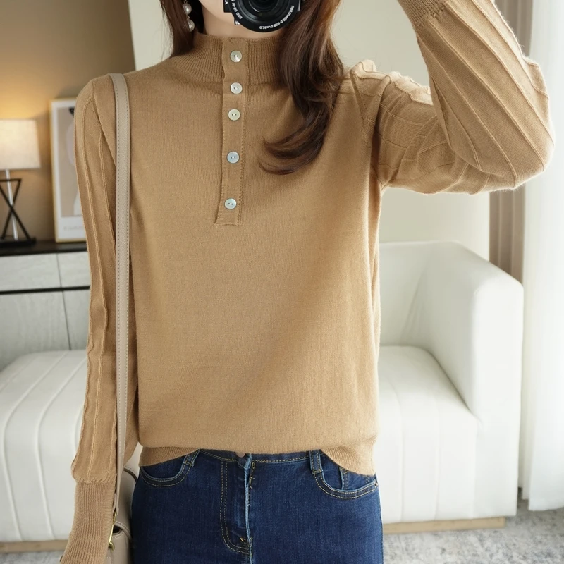 2023 Women's cashmere sweater Half neck pullover Autumn and Winter cashmere sweater Women's casual knitted top Women's jacket