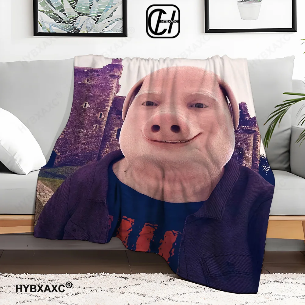 John Pork Smiling Throw Blanket For Baby cosplay anime Sofas Blankets