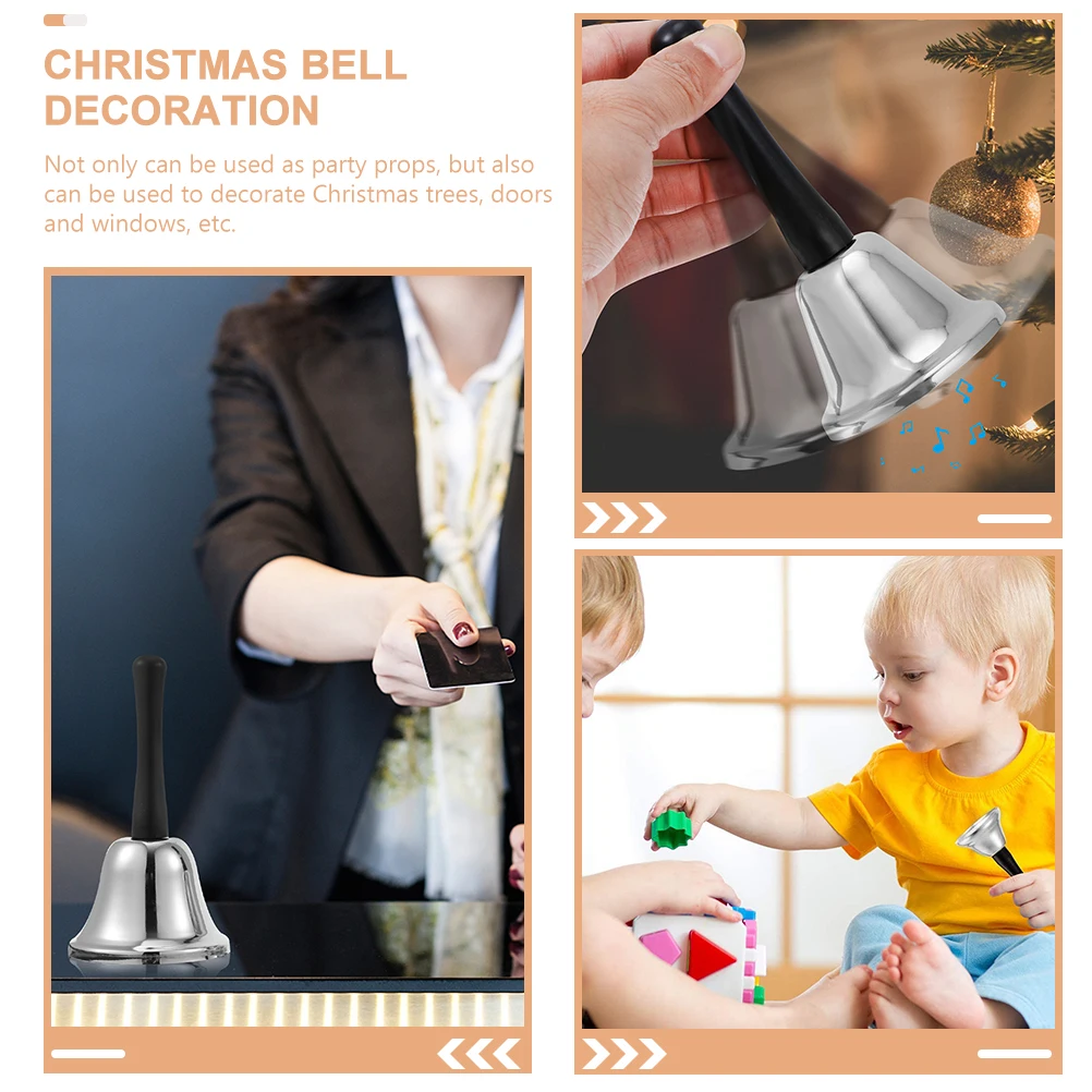 

6pcs Metal Hand Bells Christmas Decorations Durable Handheld Bell For Party Festival Desktop Bar Hotel Service Craft Use Crisp