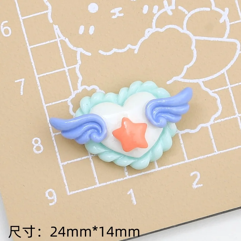 20pcs Resin Blue Flowers Flatback Cabochon Miniature DIY Scrapbook Craft Home Decor Accessories Peach Butterfly Bee Heart Charms