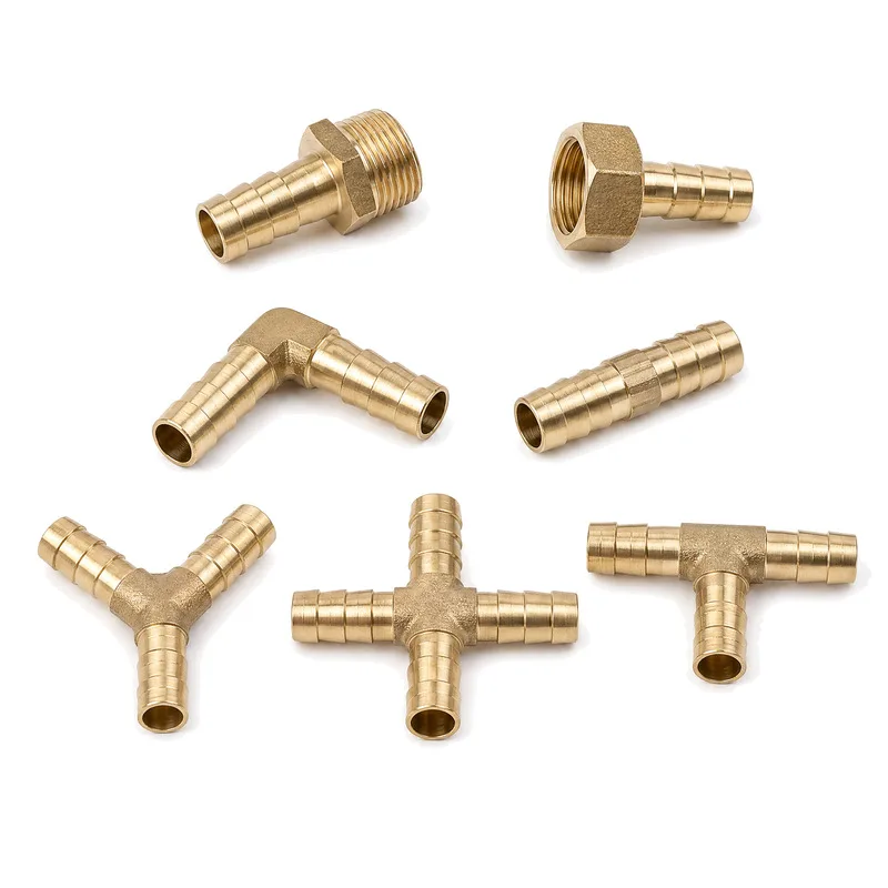 Brass Hose Barb Fitting 2 3 4 Way Straight Elbow T Y Cross Connector 4mm 5mm 6mm 8mm 10mm 12mm 16mm 19mm Water Air Tube Adapter