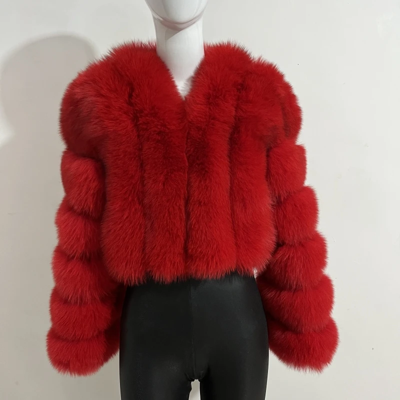 2023 New Short Style Real Fox Fur Coat Winter Woman Natural Warm Fashion Luxury