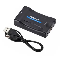 1080P SCART HDMI-compatible Video Audio Converter with USB Cable For HDMI Sky Box DVD Television Signal Upscale Converter