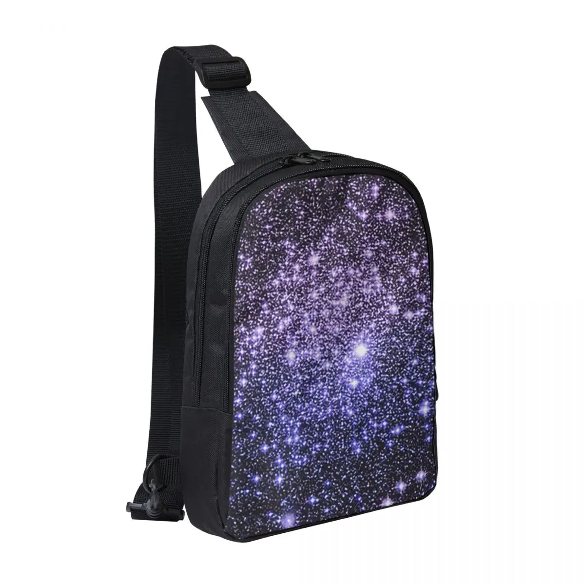 

Galaxy Sparkle Stars Lavender Periwinkle Blue Ombre Chest Bag Men Sling Crossbody Backpack Chest Bag Daypack Shoulder Bag