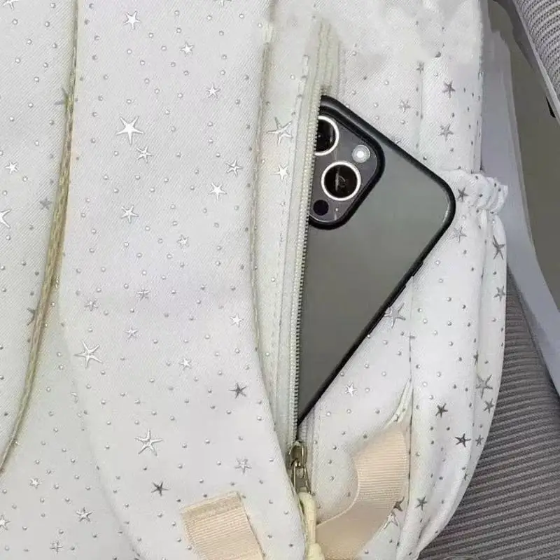 Damen-Schultaschen aus Segeltuch mit mehreren Taschen, Tagesrucksack mit Schleifenanhänger, Laptop-Rucksäcke – Detail 4
