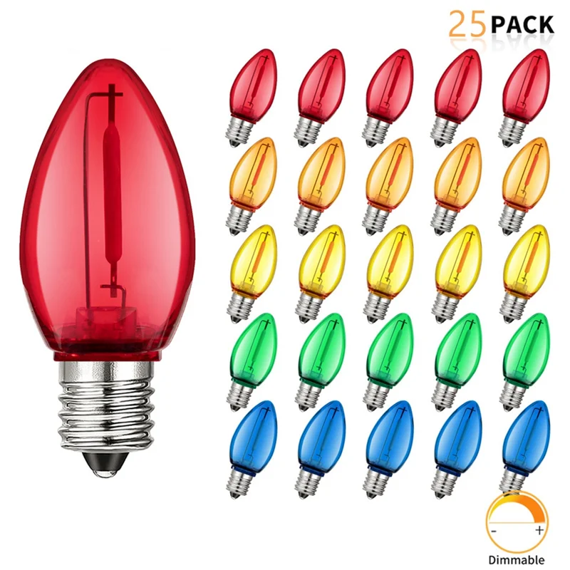 【B07R】Mini Żarówka LED Nietłukąca Plastikowa Do Dekoracji Świątecznych 25 SZTUK Wielokolorowe Świeczki Na Imprezę, Do Obrzeży Dachu, Do Ogrodu