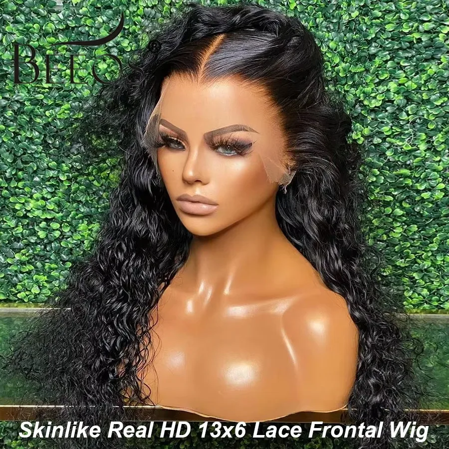 

34in Curly 13x6 HD Transparent Lace Frontal Wig Water Wave 100% Human Hair Wigs For Women Pre Plucked Quick Weave Wig Brazilian