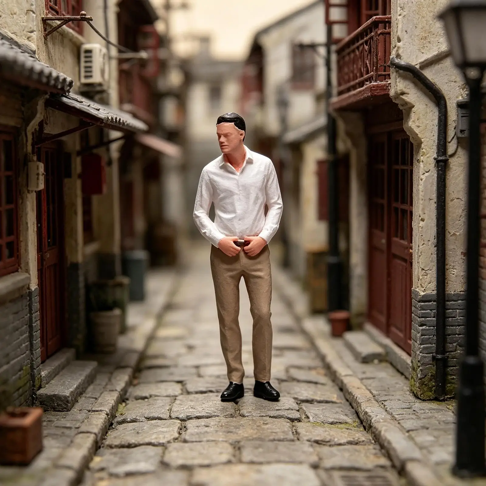 1:64 Scale White Shirt Man Figure Hobby Miniature Resin Figurine Micro Photography Accessory for DIY Project Micro Landscape