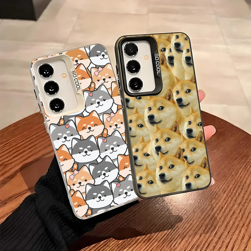 Japanese Dog Shiba Inu Silver IMD Case For Samsung A56 A55 A54 A53 A36 A35 A26 A25 A24 A17 A15 A16 A14 A32 A22 A52 5G Cover