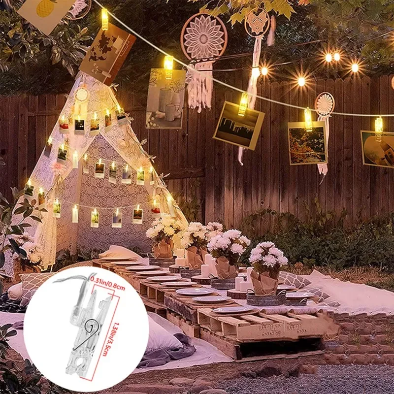 Big Photo Clip String Lights 10/20/40/80Led Fairy Lights For Hanging Pictures Cards Light Clips Graduation Party Wedding Decor