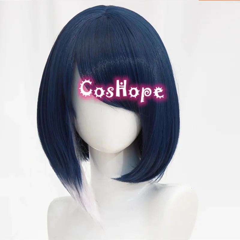 

2025 Сара 35 см короткий синий парик с градиентом аниме косплей термостойкие синтетические парики Хэллоуин