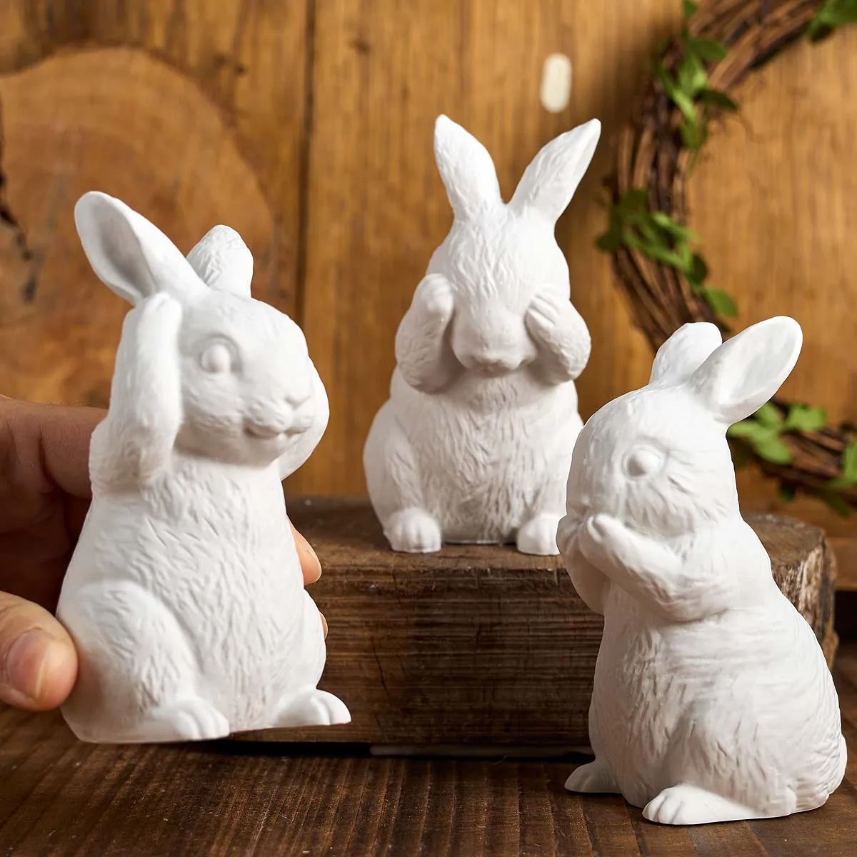 3D Sitting Rabbit Silicone Candle Mold DIY Easter Bunny Ornament Plaster Concrete Molds Scented Soap Resin Crafts Making Home De