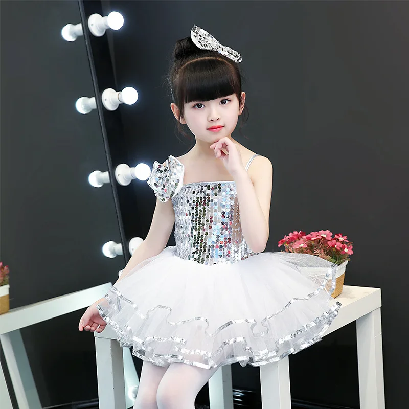 Children's Dance Stage Costume for Girls Modern Kids Jazz Dance Costumes Sequin Clothes for Salsa Contemporary Dance Costumes
