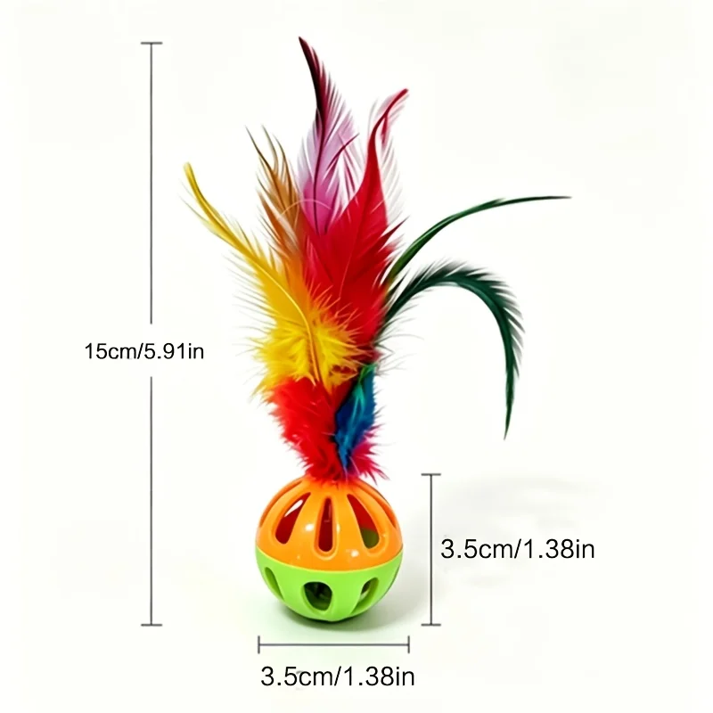 3pcs Colorful  Feather Cat Toy Ball | Interactive Sound Pet Toy | Attracts Cats to Play And Stimulates Their Hunting Instincts