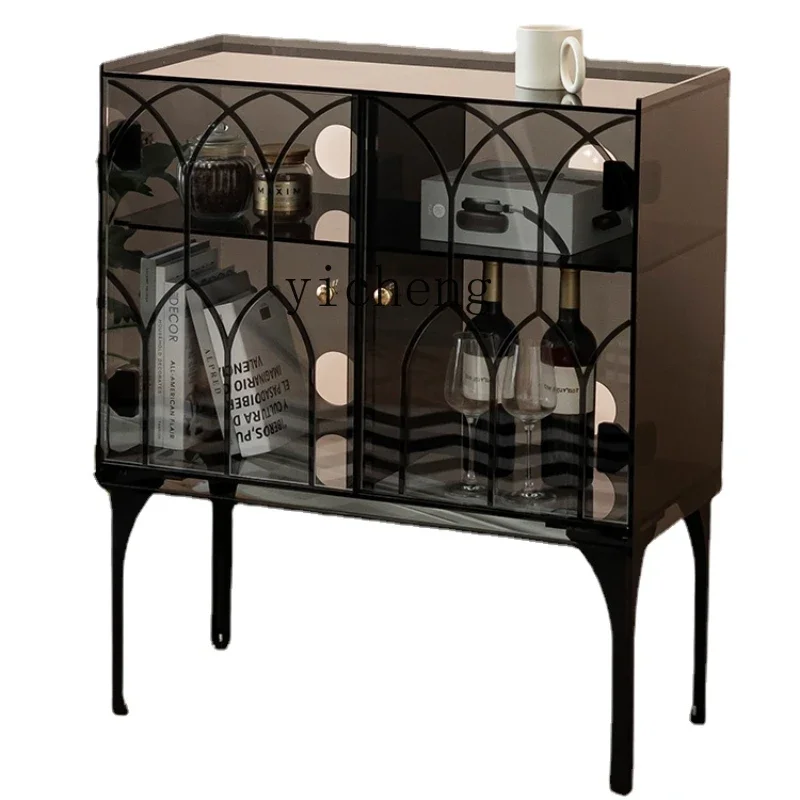 

ZC Acrylic Side Cabinet Wine Cabinet Mid-Ancient Modern Living Room Retro Side Cabinet Home Locker