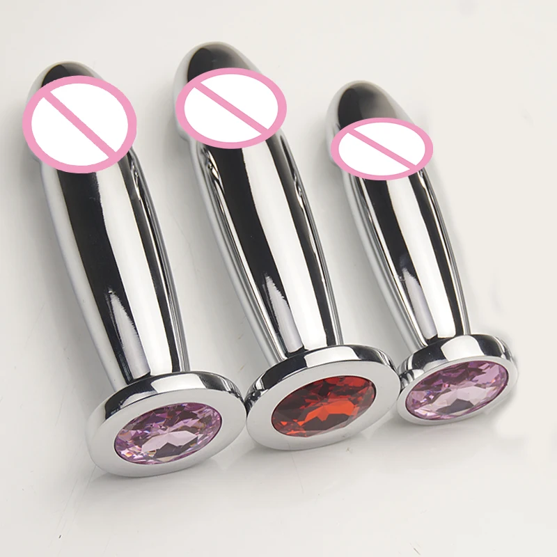Penis Shape Metal Anal Plug Dildo With Jewel,Anus Butt Plugs,Analplug Buttplug Sex Toys,Prostate Stimulation