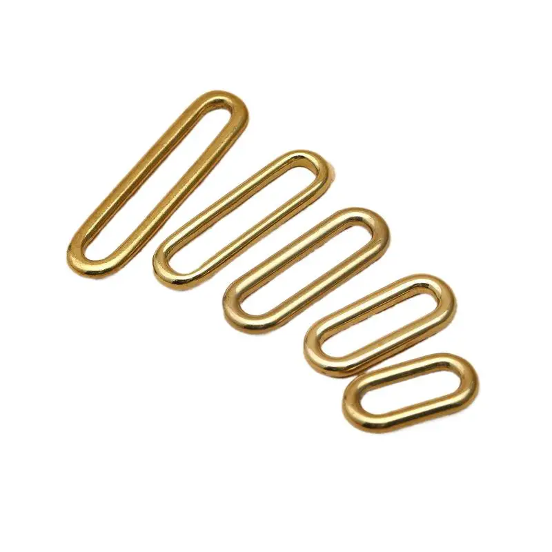 2 PCS 20-51mm Solid Brass Close End Seamless connection Oval Ring For Strapping Bag Collar Belt Leather Craft Accessories