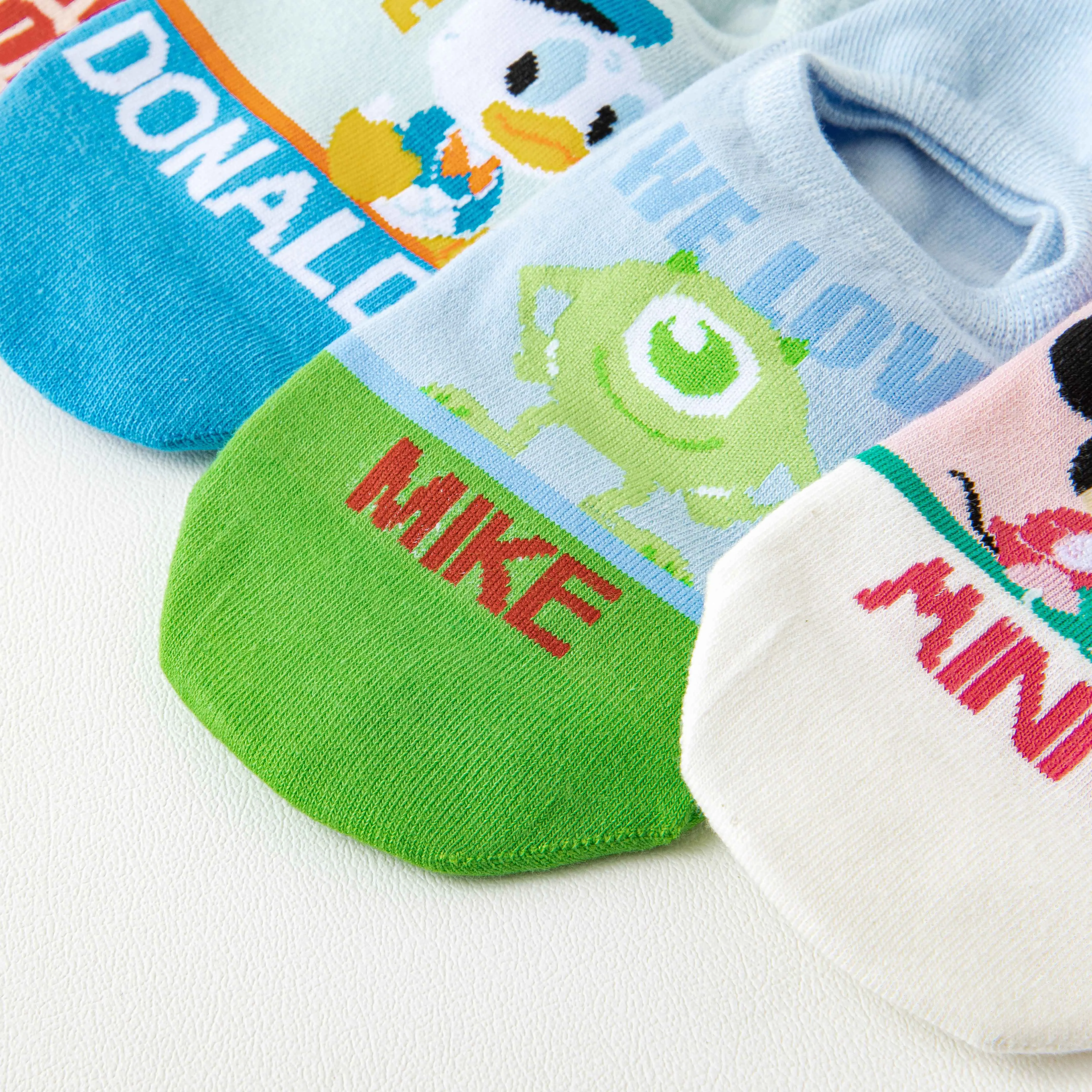 5 Pairs Summer Cartoon Disney Woman Socks Mickey Minnie Donald Stitch Cotton Socks Funny Kawaii Invisible Non-slip Slipper Socks