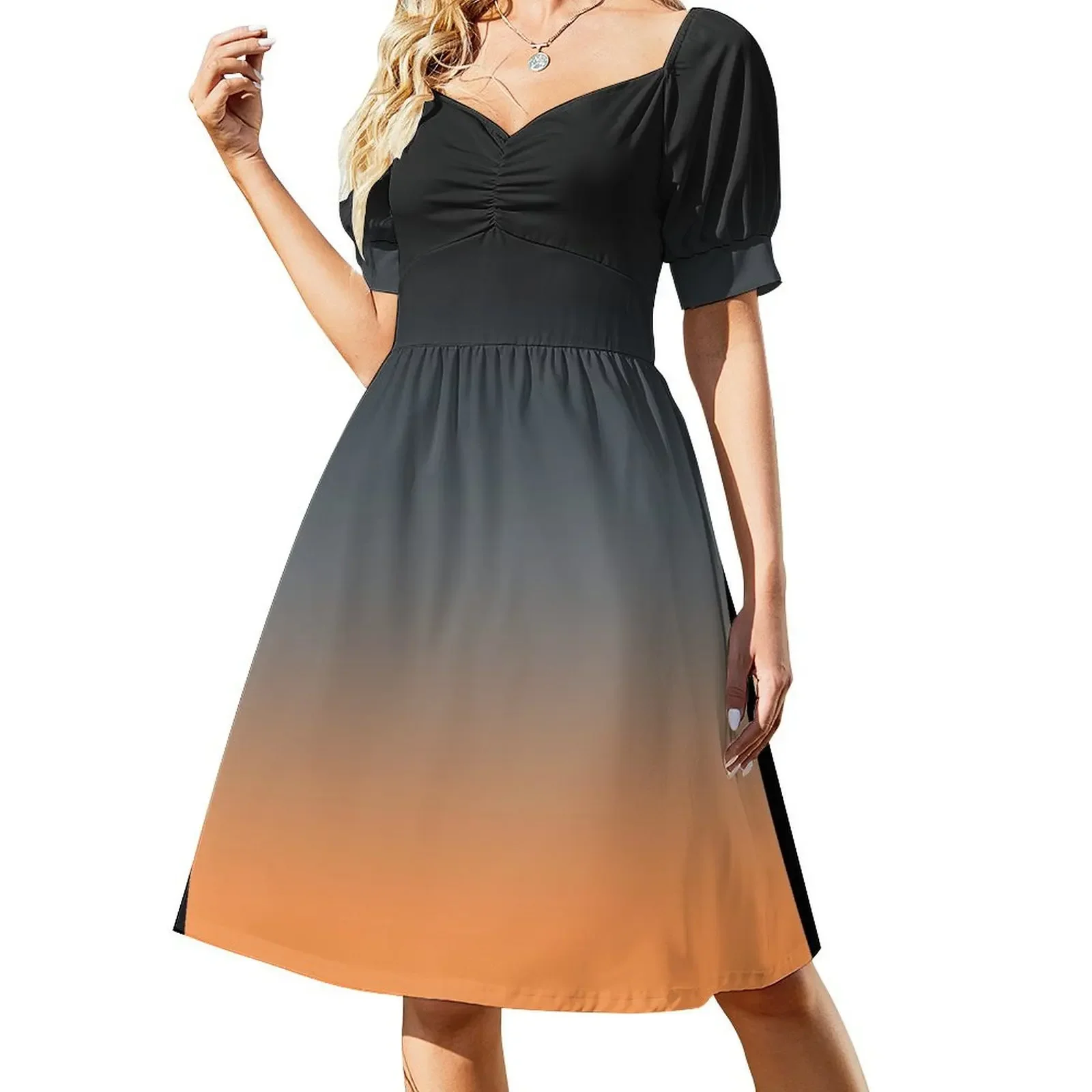 

Cool Black to Orange Short-Sleeved Dress Clothing female clothes for women dresses korean style