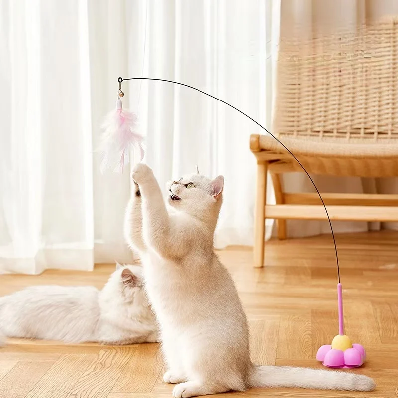 

Interactive Cat Toy Funny Feather with Bell Cat Stick Toy for Kitten Playing Teaser Wand Toy Pet Cats Supplies