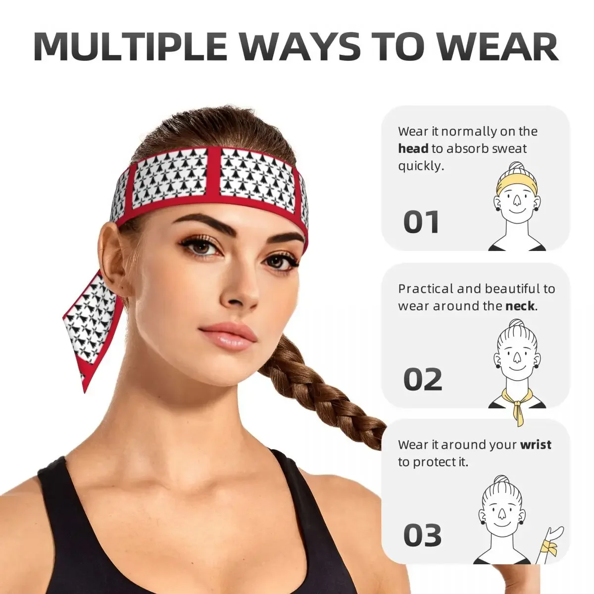 Tie Headbands Flag Of Limousin Sports Head Band Athletic Sweatband Bandana Sweat Wicking