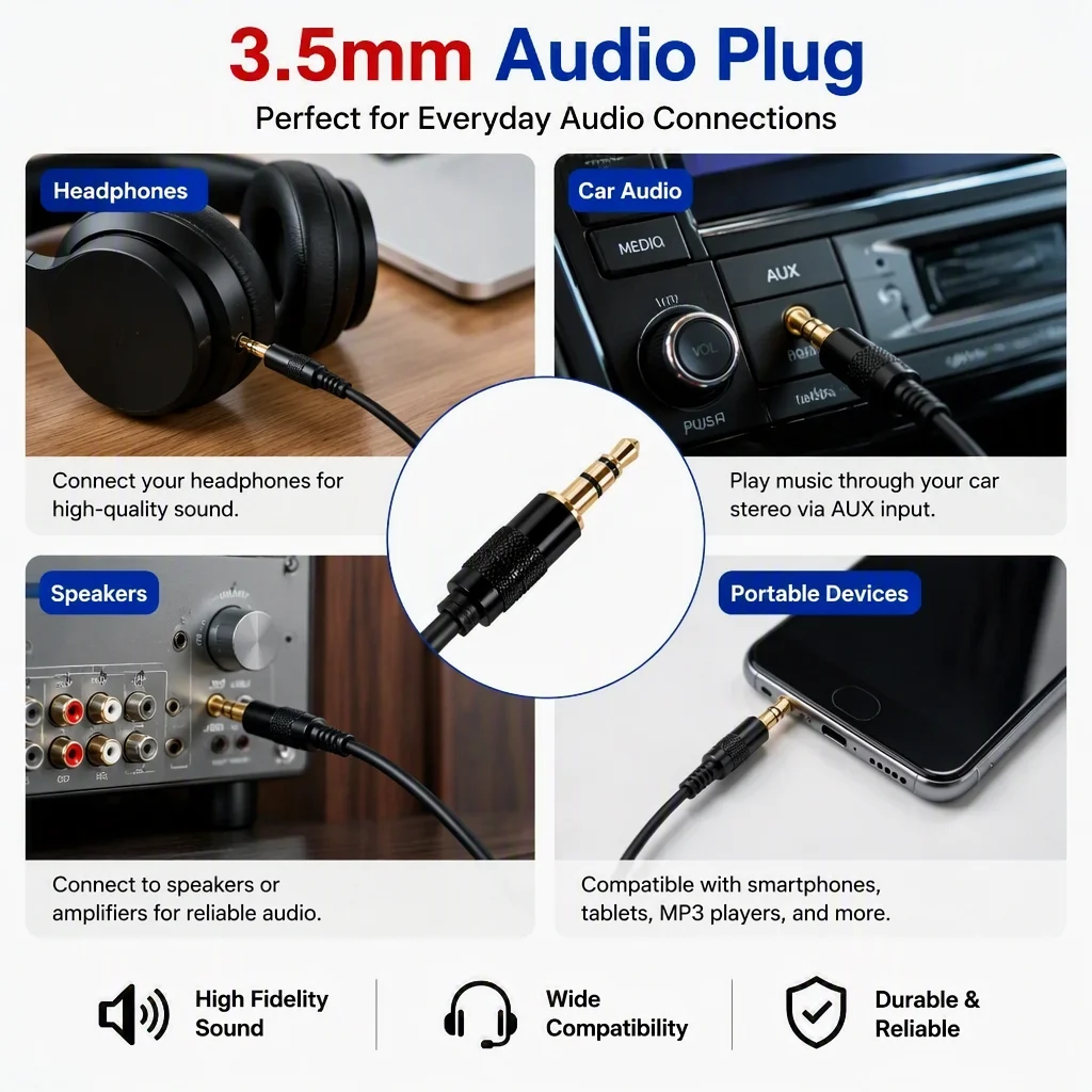 3.5mm Jack Audio Plug 3-Pole Earphone Connector for Soldering Hifi Headphone Upgrade Wire 3.5 Conector Gold Plated