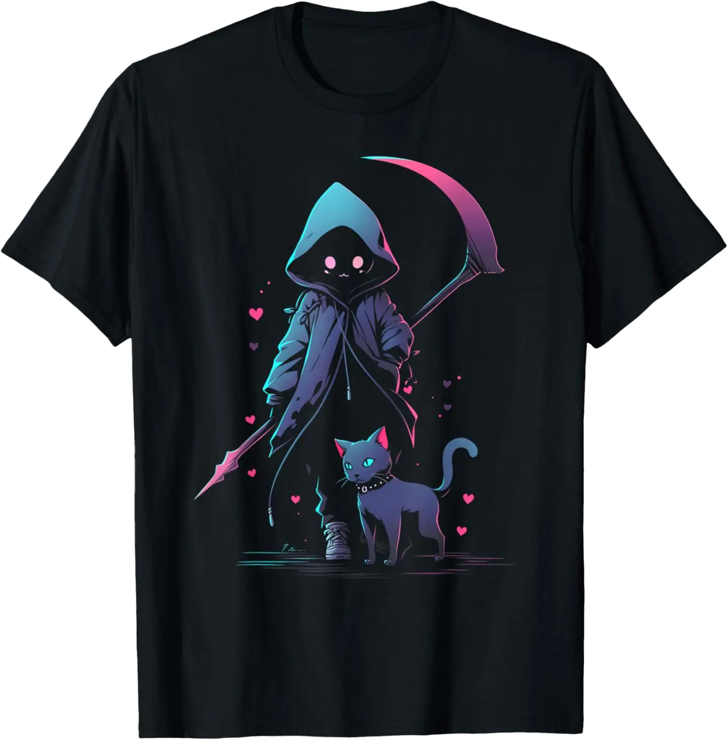 Kawaii Creepy Cute Cat Grim Reaper | Pastel Goth Gothic T-Shirt