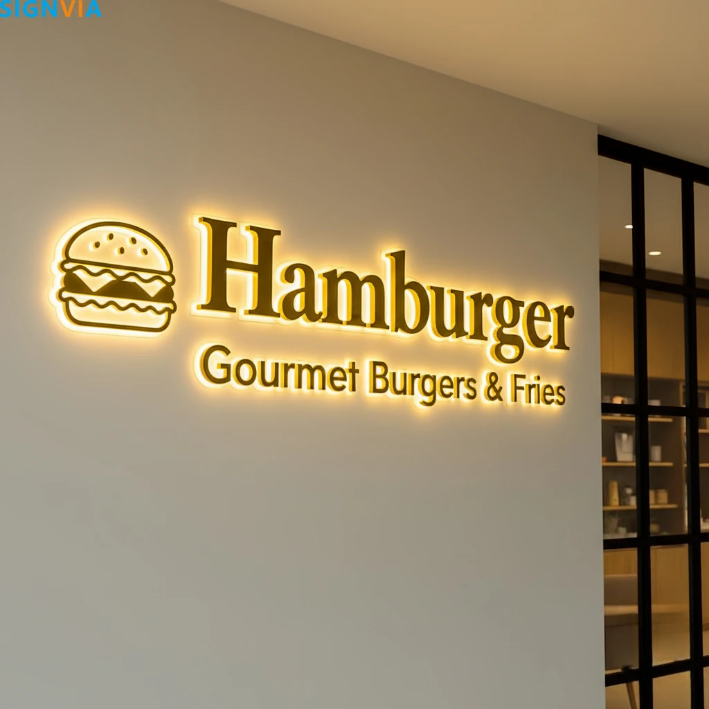 ป้ายตัวอักษรโลหะเรืองแสงแบบกำหนดเอง - ป้ายไฟ LED อะคริลิค 3 มิติ สำหรับธุรกิจ, ป้ายโฆษณาติดผนังนีออนแบรนด์หรู