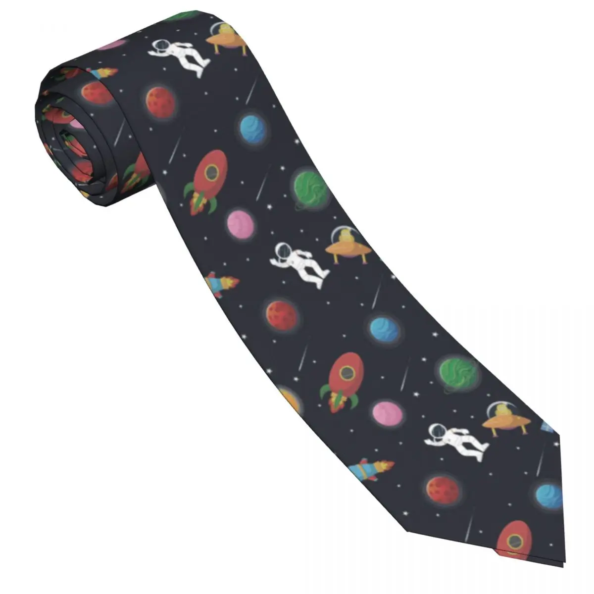 Casual Arrowhead Skinny Astronaut With Rocket And Alien Necktie Slim Tie For Men Man Accessories Simplicity For Party Formal Tie