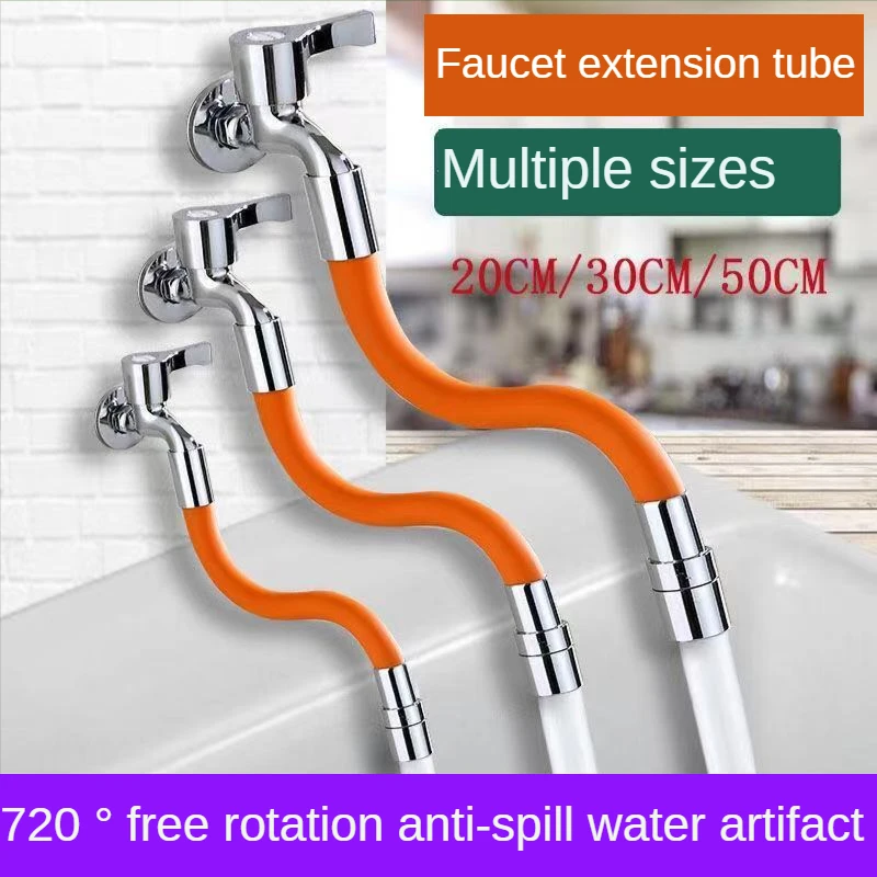 Faucet Extension Hose Lengthened Splash-proof  Extender Kitchen and Bathroom Bendable Stereotyped Universal Rotating Extension