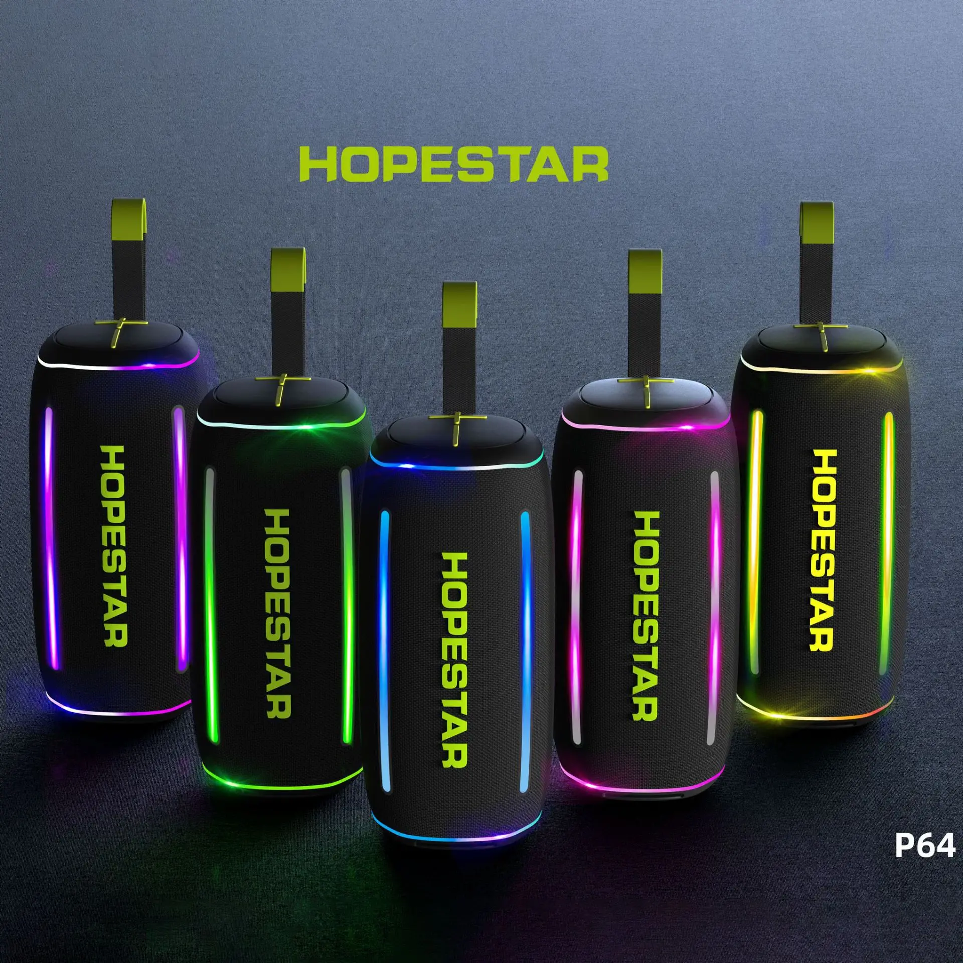 HOPESTAR P64 Portable Bluetooth 5.3 With Audio Dj Subwoofer Ipx6 Waterproof Professional Music Speaker Outdoor RGB Audio System