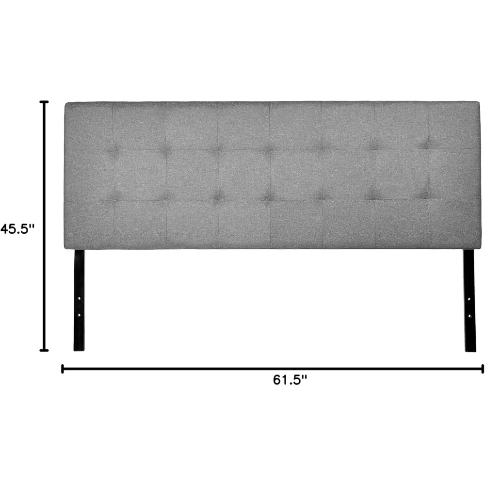 조절 가능한 높이의 인조 린넨 덮개를 씌운 터프트 헤드보드, 킹, 그레이