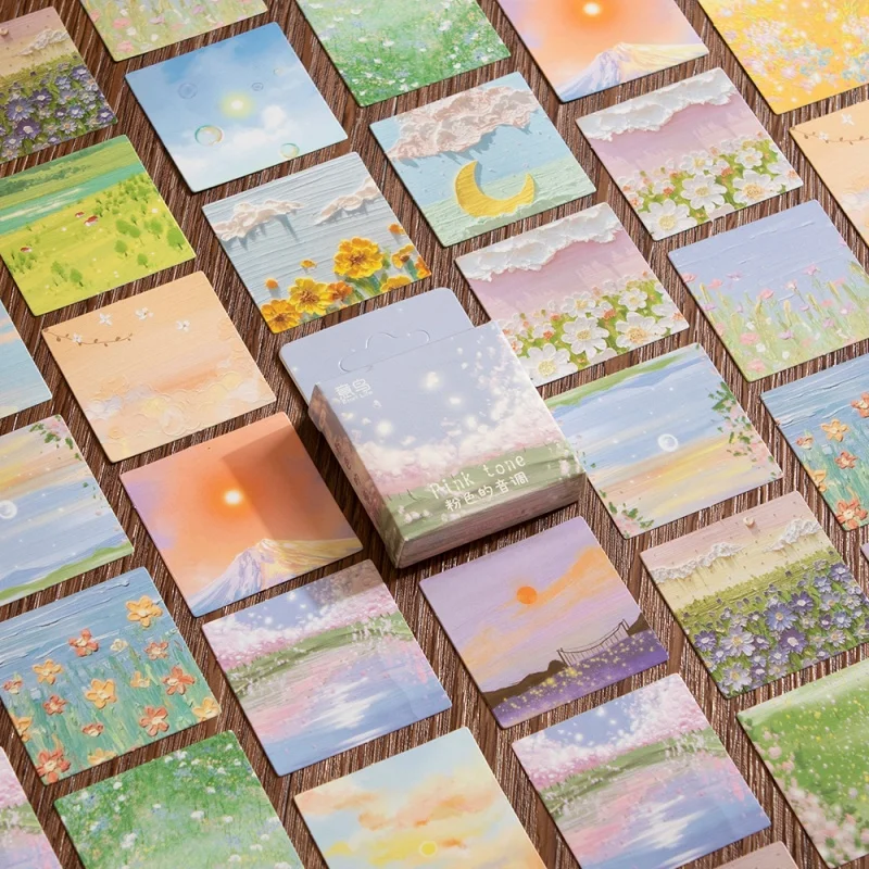 46Pcs Oil Painting Powder Box Stickers Photo Albums Magazines Diary Decorations Student Supplies Handmade DIY Decoration