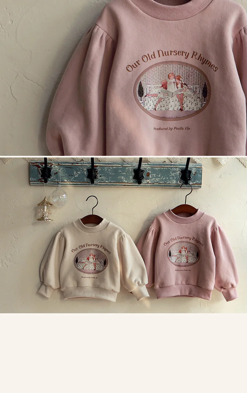 Kids Girls Sweatshirts 2024 New Baby Girls Cute Print Fleece Pullover Sweater